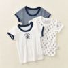 3件装出口日系海军风儿童短袖，t恤男宝宝，纯棉薄网眼夏季半袖打底衫