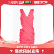 香港直邮潮奢 Balmain 女士剪口褶皱荧光色庞特布迷你连衣裙