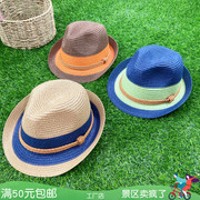 夏天小礼帽韩国版女士，太阳帽遮阳防晒沙滩，海边度假英伦爵士草帽子
