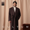 cultum100%羊毛加厚880g重柴斯特呢子大衣，男中长款戗驳领双排外套