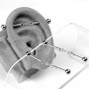钛钢土酷分解结构耳桥钉长耳骨钉个性两段朋克，穿刺饰品防过敏