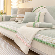 华夫格雪尼尔沙发垫子，四季通用现代轻奢直排三人，位防滑纯色沙发垫