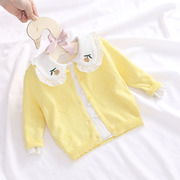 女童针织开衫纯棉6个月，婴儿夏季洋气外套，薄款1-3岁公主宝宝空调衫