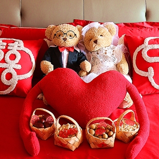 压床娃娃一对结婚新婚，礼物高档大号毛绒玩具，公仔情侣泰迪熊