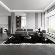 现代极简高级黑白手工羊毛地毯客厅沙发茶几毯环保耐脏卧室床边毯