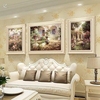数字油画三联画客厅沙发，背景装饰画餐厅大气，美式墙画花园风景挂画