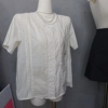 ！韩国东大门2023女装米白色v领蕾丝边直筒短袖衬衫上衣