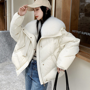 白鸭绒 毛领短款羽绒服2023冬季高级感保暖外套上衣