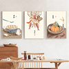新中式餐厅装饰画客厅饭厅，墙面挂画餐馆，厨房餐桌背景墙三联画壁画