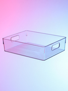 透明塑料托盘方形文件收纳筐零食存储篮化妆品整理盒米木日式4880