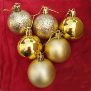 圣诞装饰球7cm电镀塑料球5cm金银红蓝一包6个装圣诞树挂饰彩球