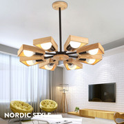 北欧创意实木艺吊灯美式乡村，客厅简约卧室，书房餐厅原木风车吊灯