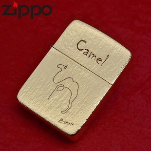 zippo原版芝宝纯铜，1941b雕刻树皮纹毕加索骆驼，创意煤油打火机