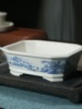 紫砂花盆长方形陶瓷盆景盆手绘彩绘觅陶乡桌面盆栽青瓷中国风