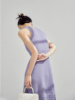 无袖连衣裙浅紫色长裙，法式背心裙针织裙子，夏季2023质感高级感