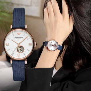 同款阿玛尼手表 时尚满天星臻蓝皮带机械表新年礼物AR60020