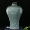 景德镇陶瓷器花瓶客厅摆件，插花仿古典官窑，青釉裂纹客式家居装饰品