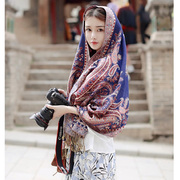 云南西藏青海旅游春夏复古民族风防晒披肩棉麻长款女纱巾围巾两用