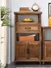 美式餐边柜实木茶水柜复古做旧客厅收纳柜子储物柜家用厨房置物柜