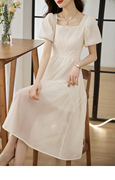 纯色淑女连衣裙夏装韩版中长款修身时尚优雅气质收腰显瘦裙子