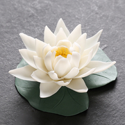 新中式创意纯手工陶瓷，捏花摆件工艺品，个性家居装饰品莲花桌面摆件