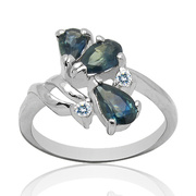贵菲尔    925银天然蓝宝石戒指w-K367