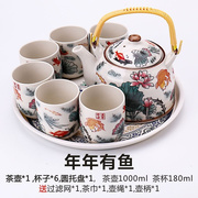 荼具泡荼器景德镇陶瓷白瓷茶具青花瓷器家用茶杯套装茶壶6人功夫