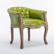 复古沙发欧式美式酒店围椅卧室小户型台小沙发单人咖啡椅皮圈椅