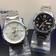 香港casio卡西欧男士商务钢带真皮手表简约时尚100米防水游泳