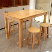 实木餐凳餐桌快餐店小吃店早餐店面馆桌椅组合家用原木长方形桌子