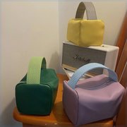 手提包女糖果紫色大容量化妆包，方形收纳包整理(包整理)包化妆品便携洗漱包