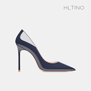 hltino2024年春季高跟鞋，女细跟蓝色10cm尖头，气质百搭浅口单鞋