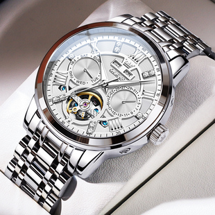 瑞士名牌男士手表，男机械表全自动镂空陀飞轮商务男表品牌