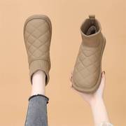 雪地靴女冬季2023时尚流行加绒短靴真皮平底保暖加厚棉鞋靴子