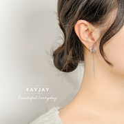 925银蝴蝶耳环长款韩式古典质感，休闲森系耳钉女圆脸高级显瘦耳饰