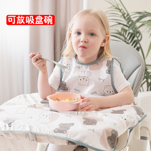 一体式餐椅罩衣儿童夏季宝宝反穿衣吃饭围兜防水防脏婴儿餐桌饭兜