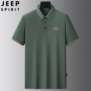 jeep吉普短袖POLO衫男士夏季中老年爸爸有领休闲运动半袖t恤