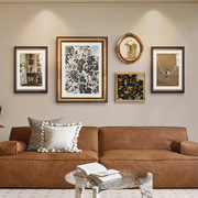 法式中古风挂画美式复古客厅沙发背景墙装饰画，小众艺术组合油