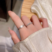山茶花蝴蝶结指环戒指，女高级感小众个性，开口食指戒韩版手饰品