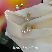 「小珍珠」强光天然巴洛克异形，珍珠925银气质，简约百搭复古耳钉女