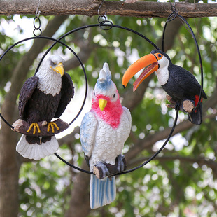 仿真鸟摆件假鸟  装饰小鸟户外仿真老鹰鹦鹉动物庭院花园装饰挂件