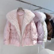 超大轻奢狐狸大毛领2024冬季新款鹅绒加厚中长款羽绒服皮草外套女
