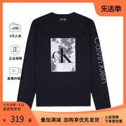 calvinkleinck男士，时尚休闲长袖t恤印花logo标黑色40ic847