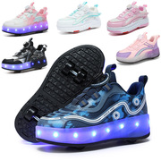 高端外贸暴走鞋 女童发光鞋USB充电led灯鞋成人滑轮鞋