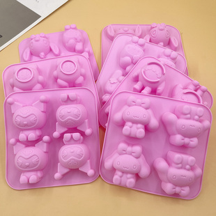 diy卡通手工皂石膏娃娃滴胶硅胶蜡瓶糖模具熊猫钵仔糕米糕造型模