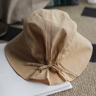 随性轻薄透气棉日系渔夫帽，女夏季薄款防晒遮阳帽子，大头围太阳帽春