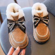 新女童鞋加绒棉鞋公主鞋，2023冬季防滑雪地，靴儿童宝宝面包鞋厂