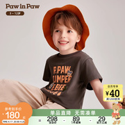 pawinpaw卡通小熊童装2024年夏季男童印花儿童休闲短袖，t恤