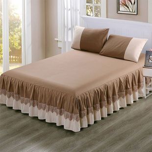 纯棉床罩床裙单件全棉，床套纯色双拼防尘罩，床垫保护套简约大气床单