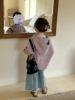 2023秋季韩版女童连帽斗篷式针织衫外套毛线上衣紫色开衫毛衣